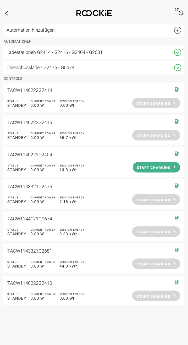 ROOCKiE Lastmanagement auf einem mobilen Gerät